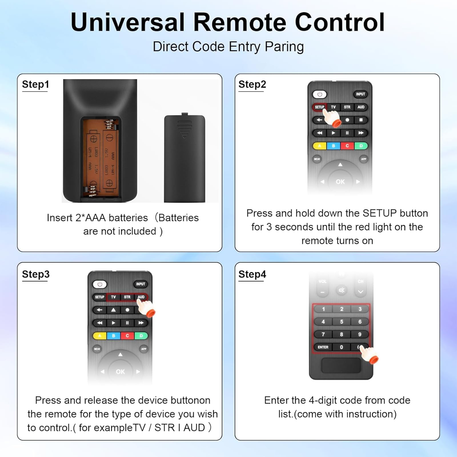 Télécommande universelle compatible avec Samsung/LG/Sony/Vizio/Hisense/T'CL/Insignia/Toshiba/JVC/Philips/Sanyo/Onn/Sharp/RCA/Element/Westinghouse/Emerson et lecteurs DVD/Blu-ray