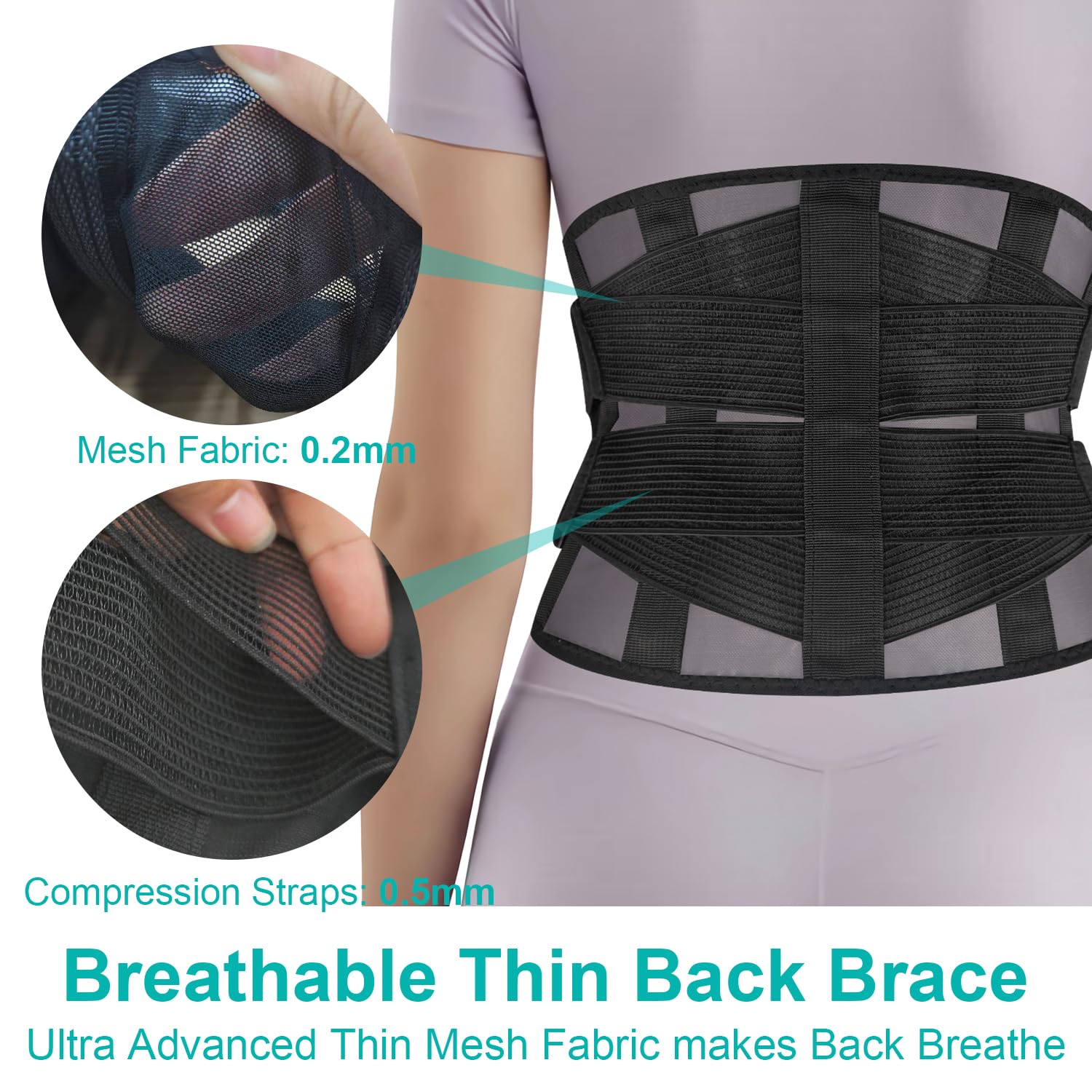 Ultra Thin Lumbar Support Brace for Women & Men – Lightweight Back Pain Relief Belt with Breathable Mesh – Slimline & Invisible Under Clothes – Sciatica & Herniated Disc Support - Image 4