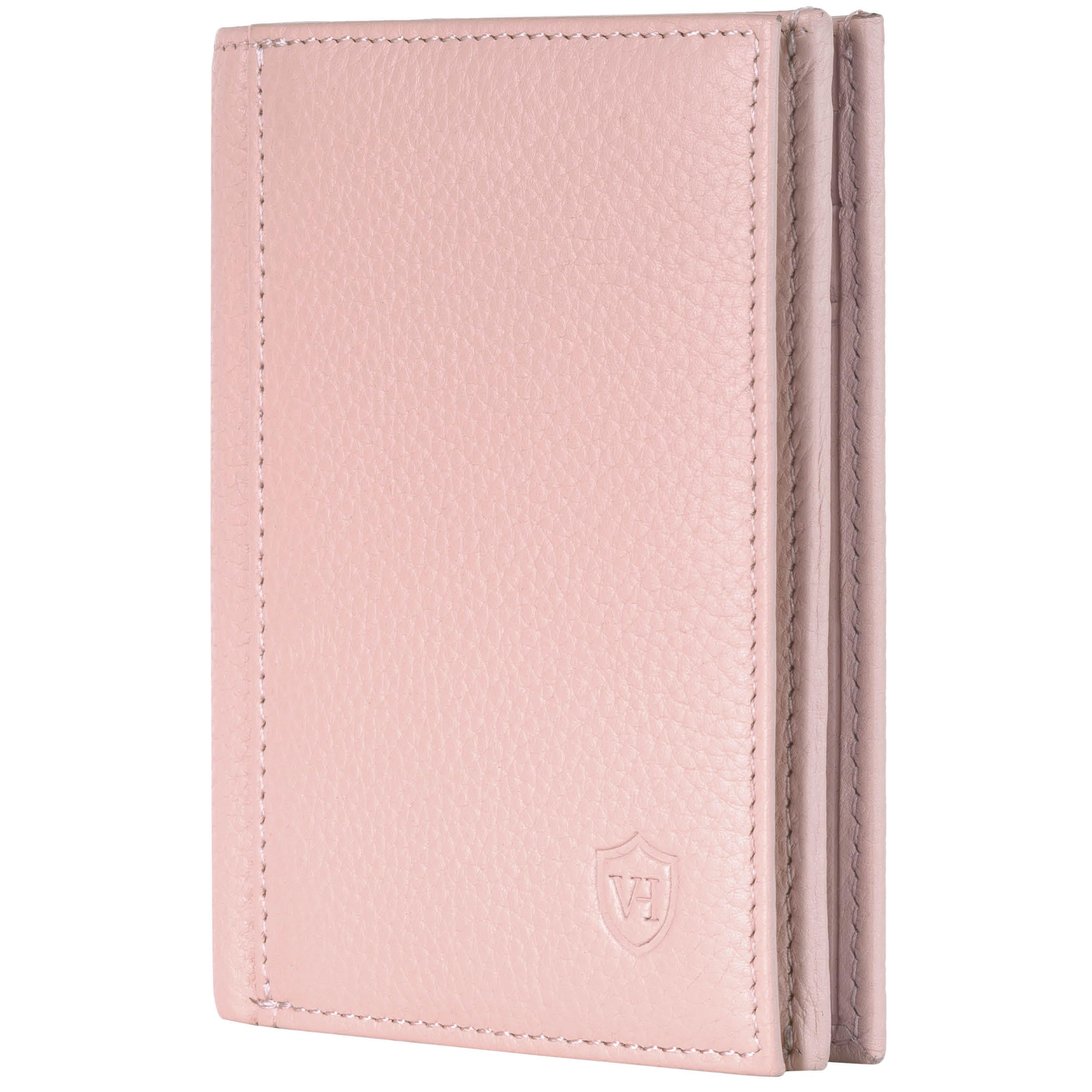 VON HEESEN® Leder Geldbörse mit Münzfach & RFID Schutz Herren & Damen - Echtleder Geldbeutel für Männer & Frauen - Portemonnaie Brieftasche Wallet Portmonee (Rose)