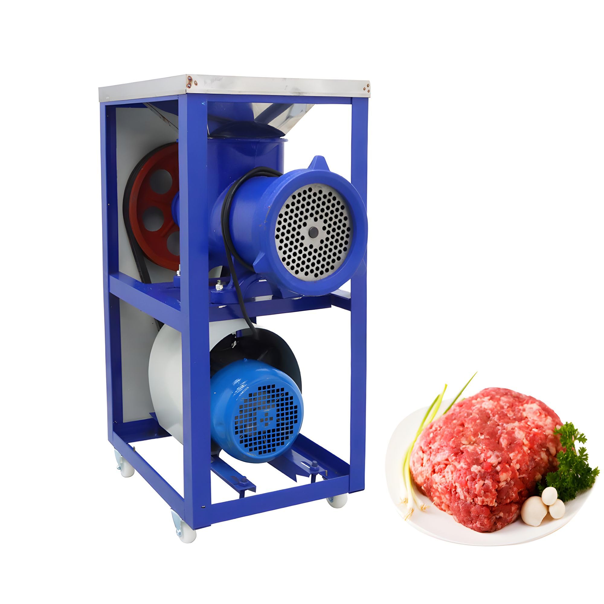 Trituradora de huesos de 220 V y picadora de carne tipo 62 Máquina trituradora de carne y hueso Picadora de carne eléctrica para pescado, pollo y verduras, 4KW