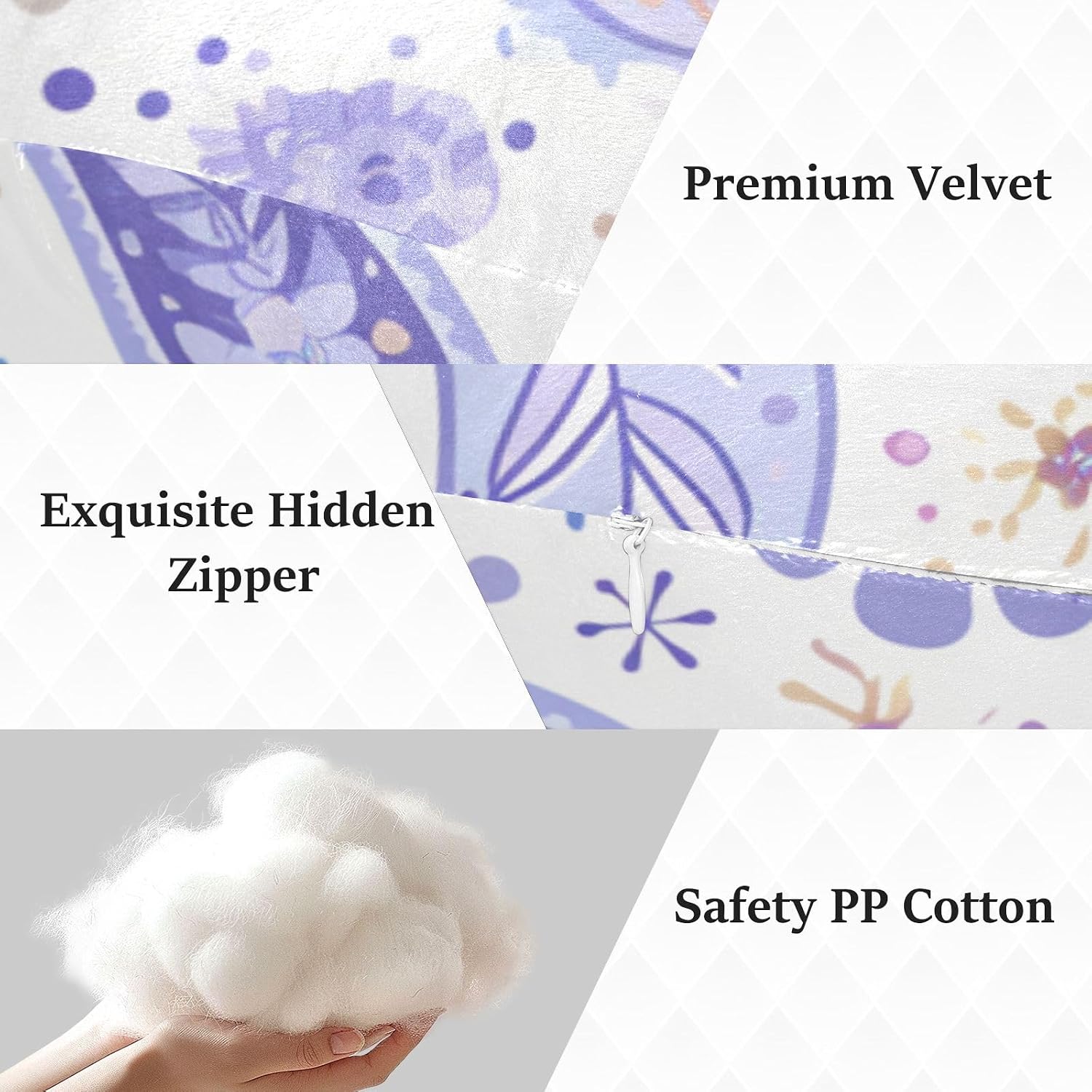Ergonomic Human Pillow Large Size Side Sleeper Pillows Leg Support for Kids Dreamy Style Purple