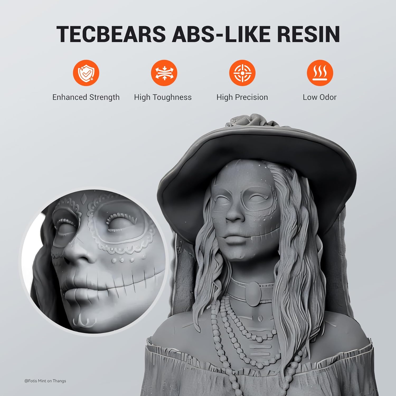 TECBEARS 2kg ABS-Like Resin for 3D Printer, 405nm UV-Curing Photopolymer Resin for LCD/DLP/SLA Printers, Excellent Toughness and High Precision, 2000g Black