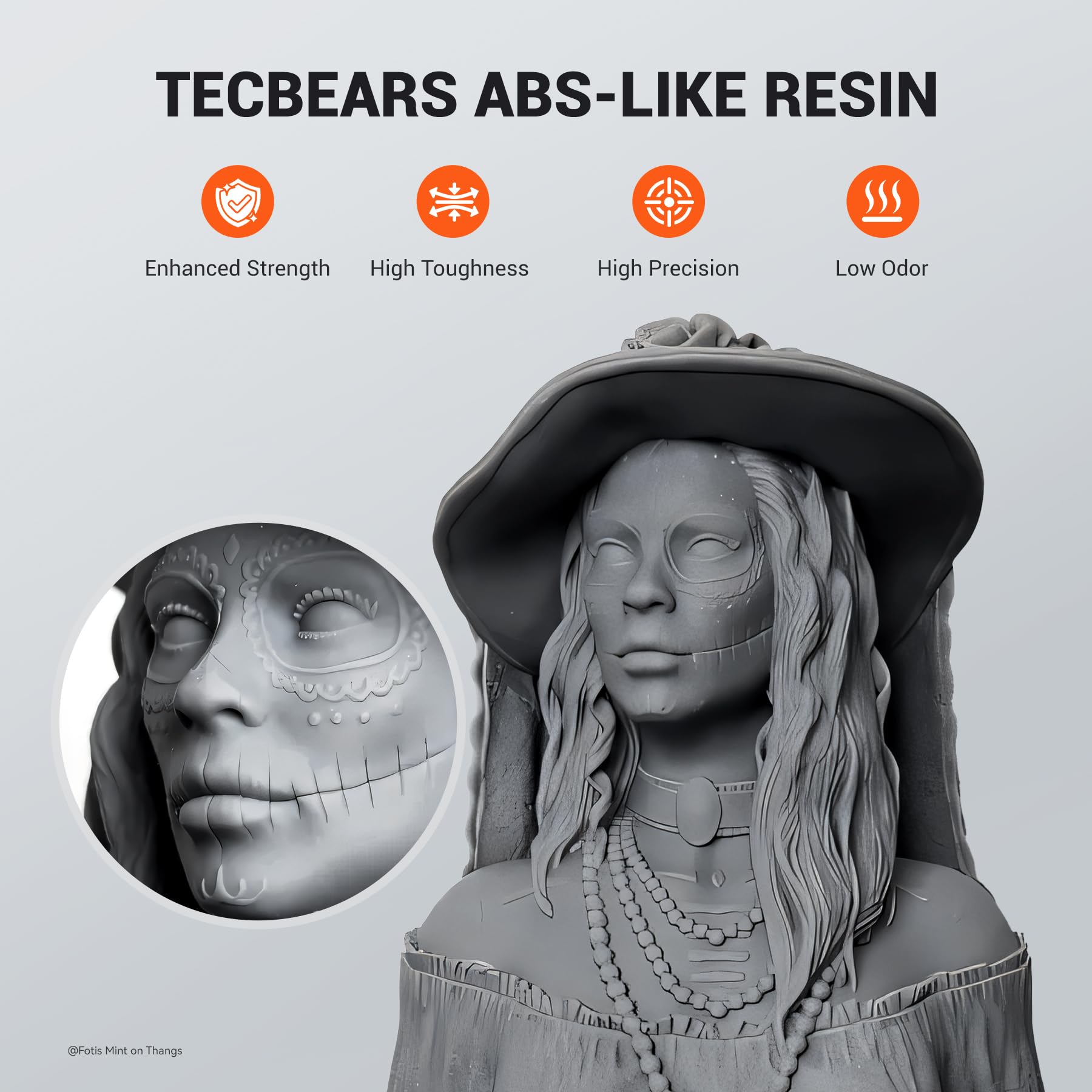 TECBEARS Resina ABS-Like para impressora 3D Gris oscuro 2KG, UV 405nm Curado Resina, Alta resistencia, fuerte tenacidad y alta precisión, Compatibilidad con LCD y DLP Impresoras 3D