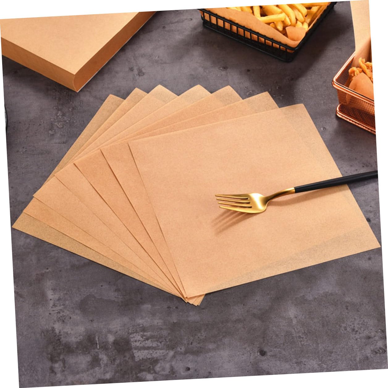 IMIKEYA 500 hojas Papel Absorbente Antigrasa para Alimentos Papel para Freír y Hornear Snacks Apto para Freidora de Aire y Presentación de Comidas