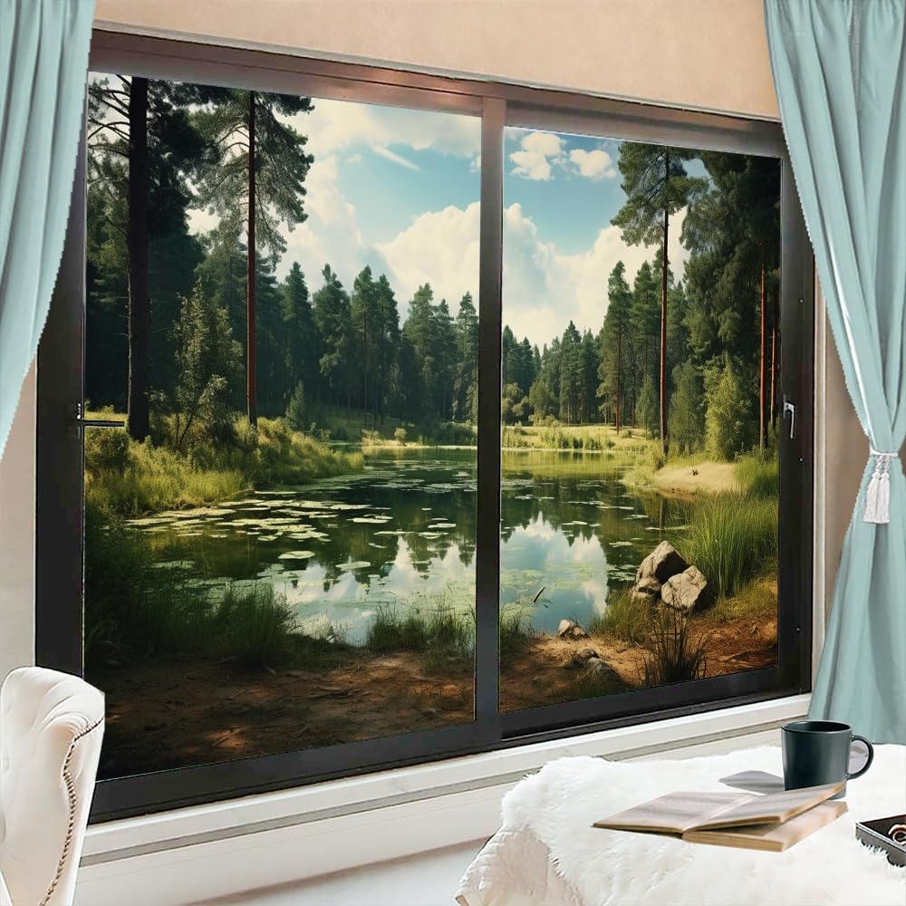 Amazon.com: Tranquil Forest Landscape Window Film Privacy Green