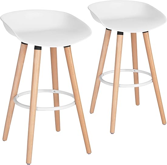 2 Tabourets avec assise PP et pieds bois de h&ecirc;tre