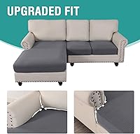 Vista 3 de Funda de sofá seccional de 3 piezas para sofá seccional en forma de L, protector elástico de muebles para sofá seccional izquierdo o derecho