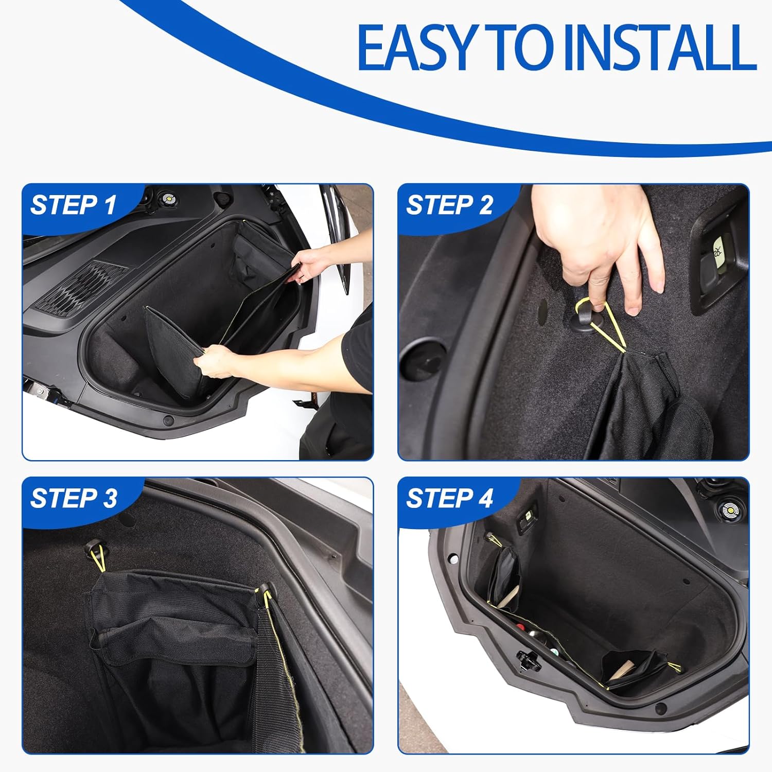 Front Trunk Organizer Compatible with Chevrolet Corvette C8 2020-2026, Front Trunk Organizer Storage with Mesh Pocket, Trunk Fence Storage Organizer Accessories