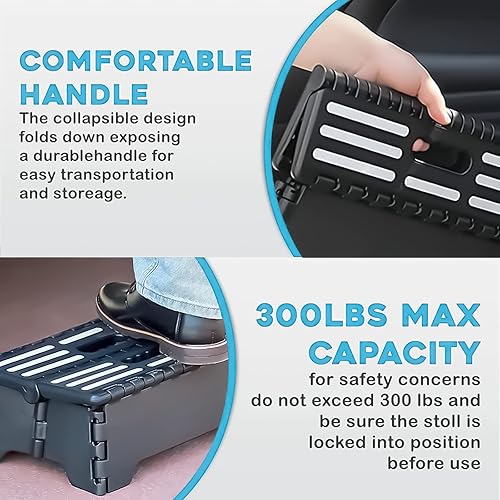 Miniatura 3 de Taburete plegable de 5 pulgadas para adultos, taburete portátil con asa, taburete plegable para niños mayores, adecuado para cocina, baño, inodoro,