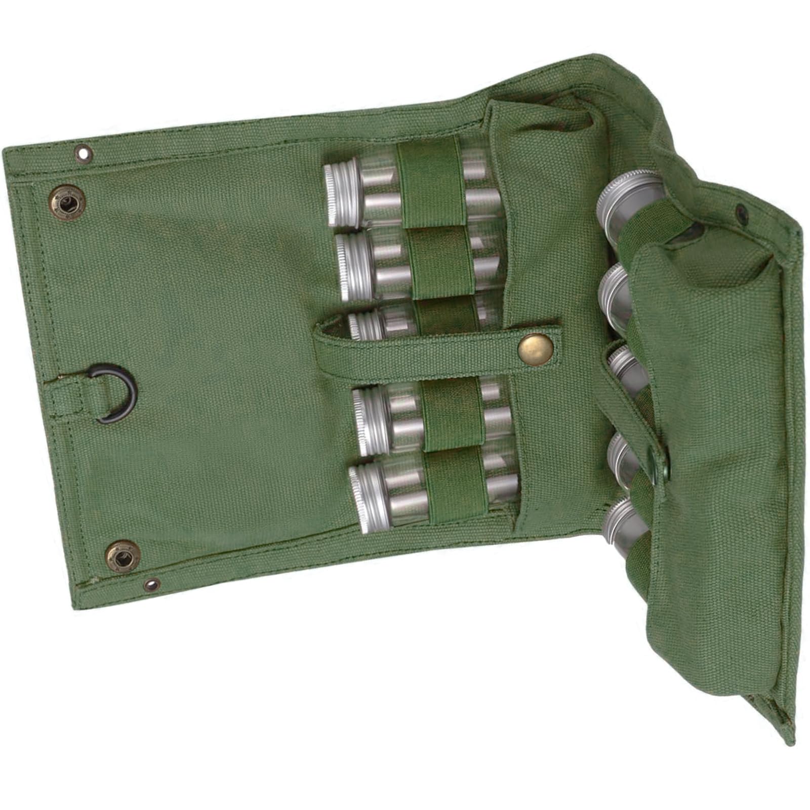 Tragbare Reise Gewürz Sets, kompakte Camping Gewürz Organizer mit 10 nachfüllbaren Gläsern für Rucksackreisen, Wandern, Mahlzeiten, Gewürzflaschenhalter, Gewürz Organizer