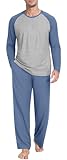 Men's Pajama Set Sleepwear Pjs Lightweight Long Sleeve Shirts and Bottoms Soft Comfy Sleep Sets S-4XL