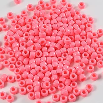 1000 Pcs Acrylic Pony Beads 6x9mm Bulk for Bracelet Necklace Jewelry Making Earring Hair Braiding Kandi Beads (Light Pink)