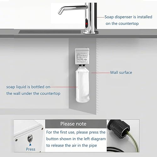 Miniatura 7 de Dispensador automático de jabón sin contacto para cocina y baño, dispensador de jabón eléctrico comercial integrado, sensores infrarrojos mejorados,