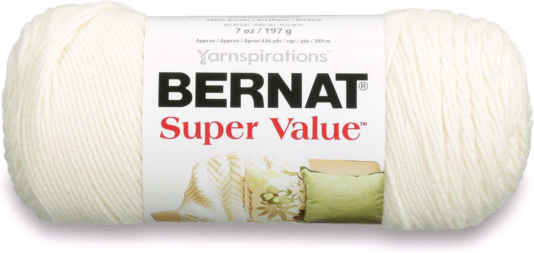 BernatSuper Value Yarn, 5 oz, Natural, 1 Ball