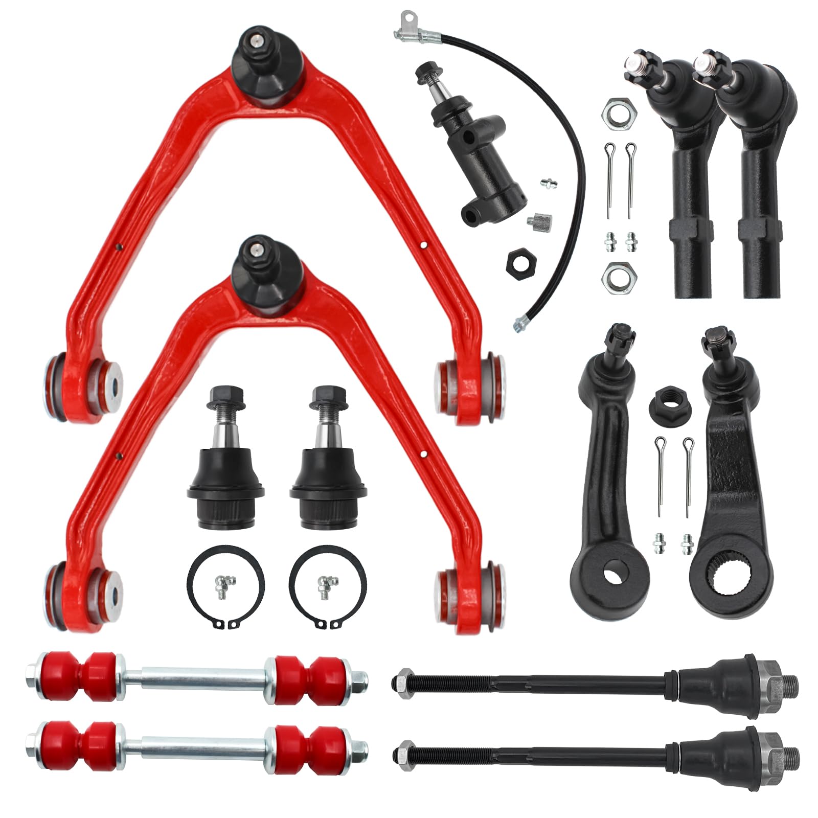 4WD Front End 13pc Suspension Kit for Chevy Silverado GMC Sierra 1500, Suburban 1500 Tahoe Yukon/Yukon XL 1500, Avalanche 1500, Pre-installed Ball Joint with Lower Ball Joint - Upgraded PU Bushings