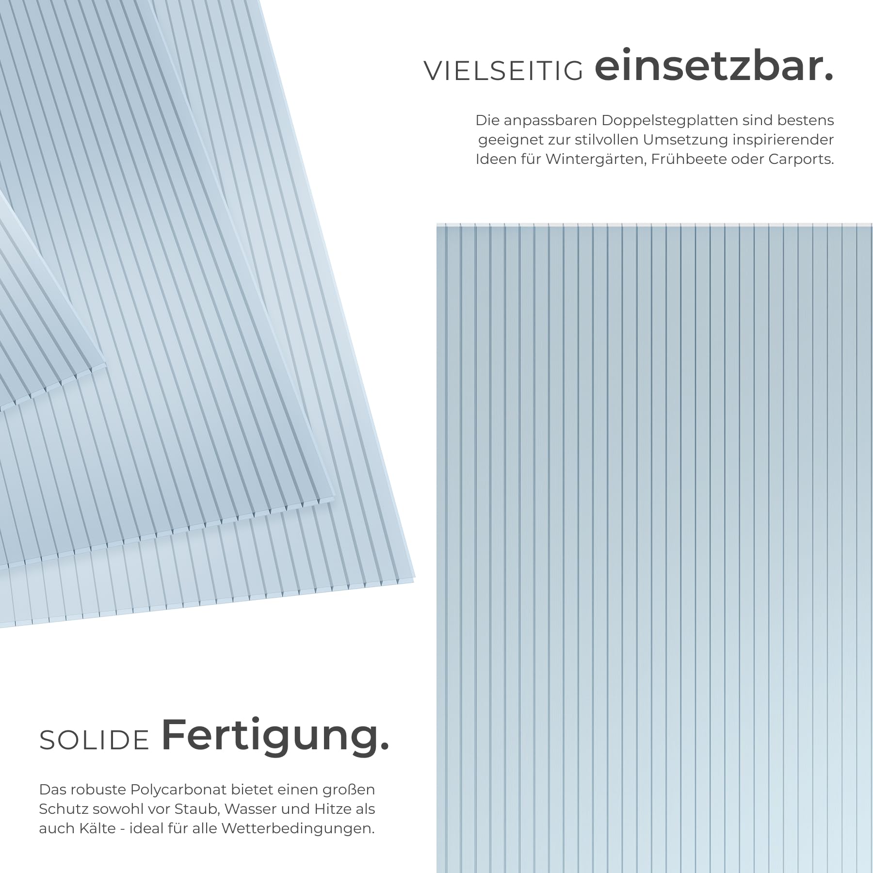 tectake® Polycarbonat Doppelstegplatten, 14x Platte, UV-beständige Kunststoffpaneele, Stegplatten Kunststoffplatte Gewächshaus, Terrassenüberdachung, Frühbeetaufsatz - 121 x 60,5 x 0,6 cm