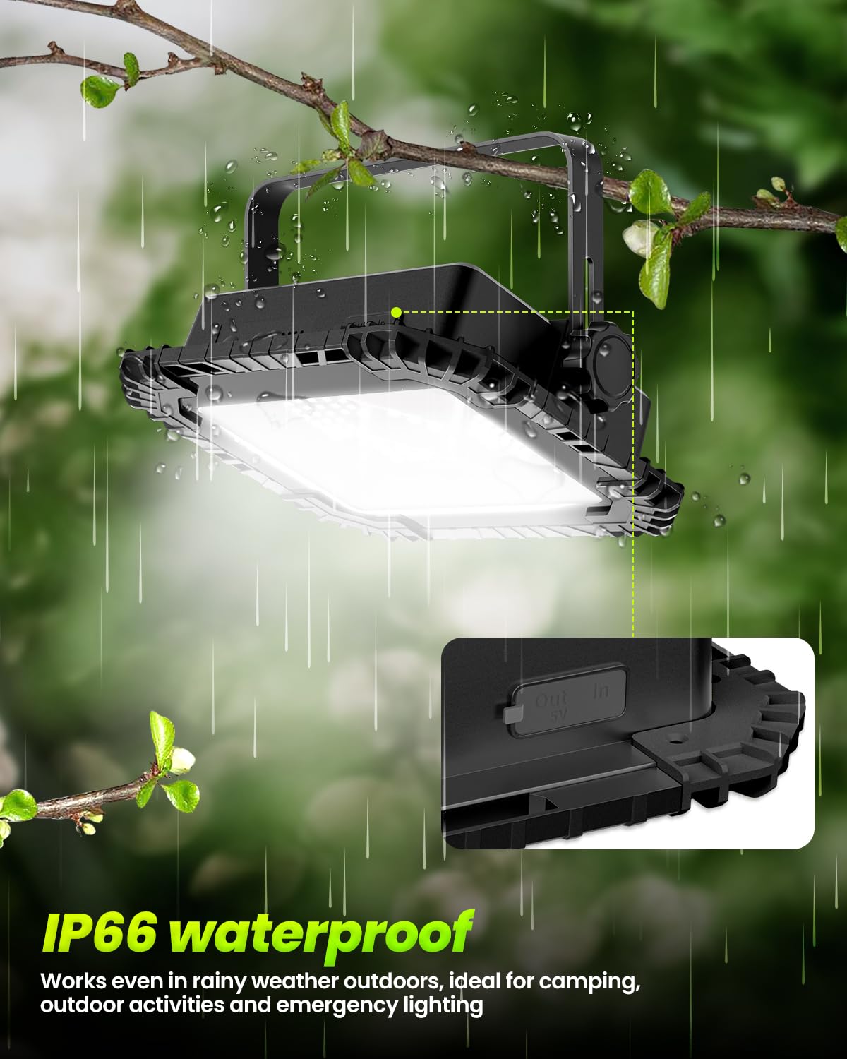 CLV Reflektor Akumulatorowy LED 200W 20000MAh Przenośna Lampa Robocza LED | 4 Tryby Świecenia Reflektor Budowlany 2 Poziomy Jasności Lampa Kempingowa, Solarna Akumulatorowa Ładowana Przez USB, IP66