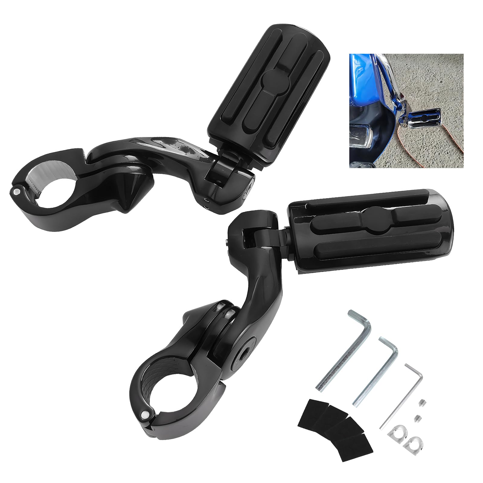 GIDIBII Universal Motorcycle Foot Pegs Compatible with Harley Touring Street Glide Electra Glide Road King Softail CVO Dyna Trike Sportster with 1.25