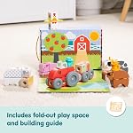 Melissa & Doug BlockablesTM Farm Snap and Play, Mix and Match Connectable Wooden Building Blocks Jeu de jeu de jeu pour les garçons et les filles préscolaires (56 Pcs) - FSC Certifié