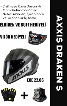 Draken S Primier B1 / Mat Siyah Full Face Motosiklet Kask  -  ntercom Uyumlu, DOT VE ECE 22.06