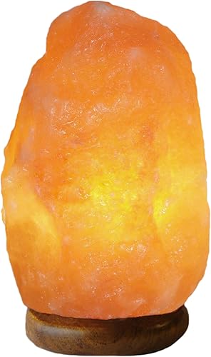 AMOYSTONE Lámpara de sal natural del Himalaya, luz de cristal de roca naranja grande con interruptor de atenuación y bombillas, 8-9 pulgadas, 6-10