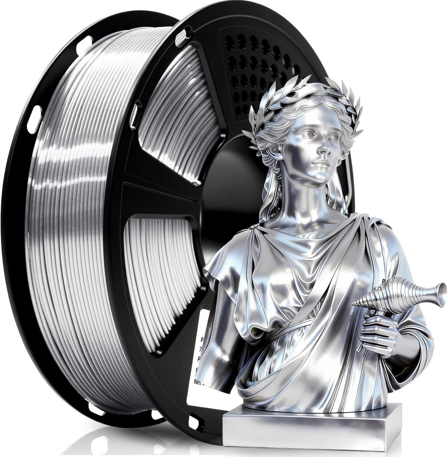 Geeetech Silk PLA Filament 1.75mm for 3D Printer, Metal-Like Shiny 3D Filament 1kg (2.2lbs) 1 Spool, Dimensional Accuracy +/- 0.02 mm, Metallic Silver Silk Filament