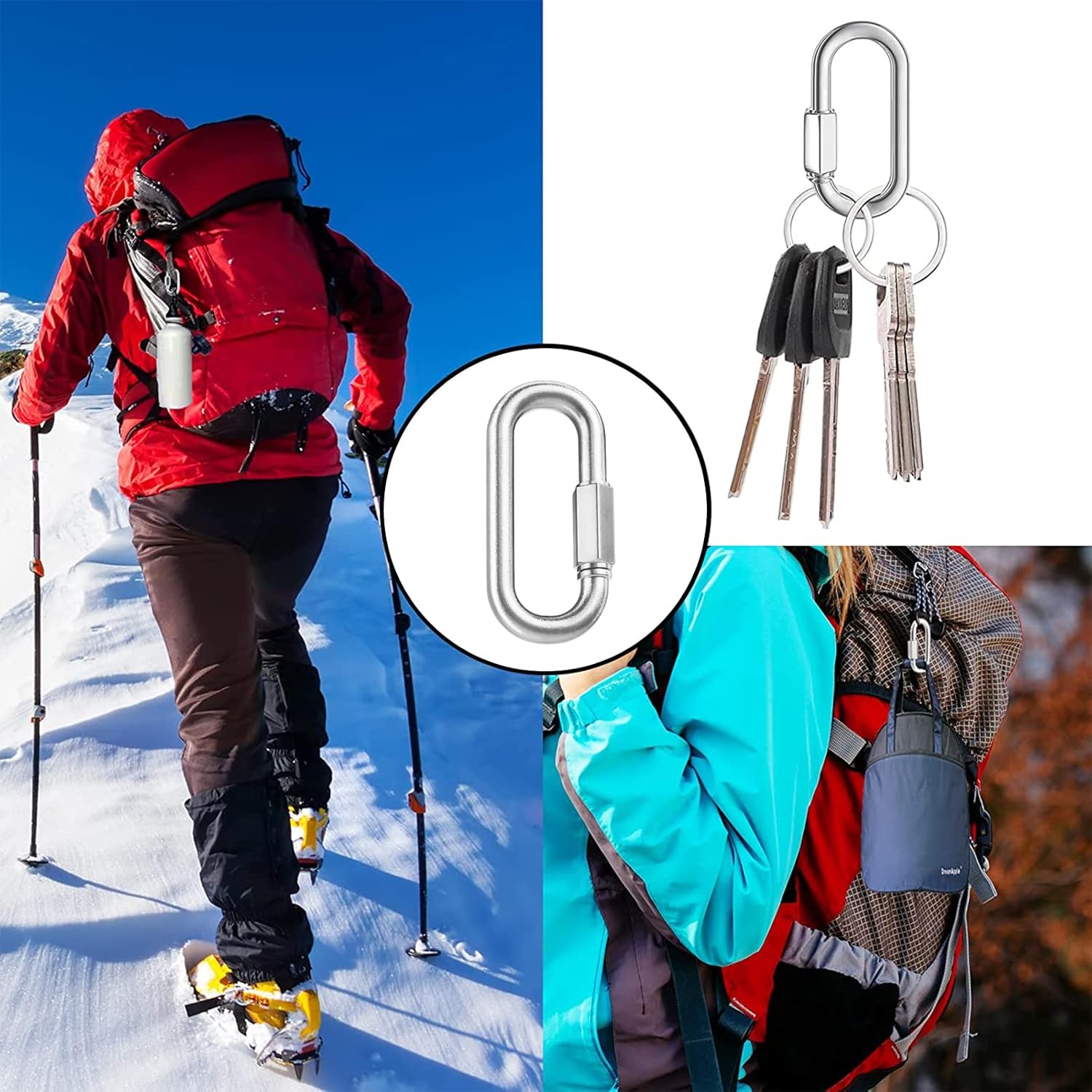 10PCS Quick Links Heavy Duty Oval Locking Carabiners Outdoor Equipment 170LB Load Capacity : Industrial & Scientific