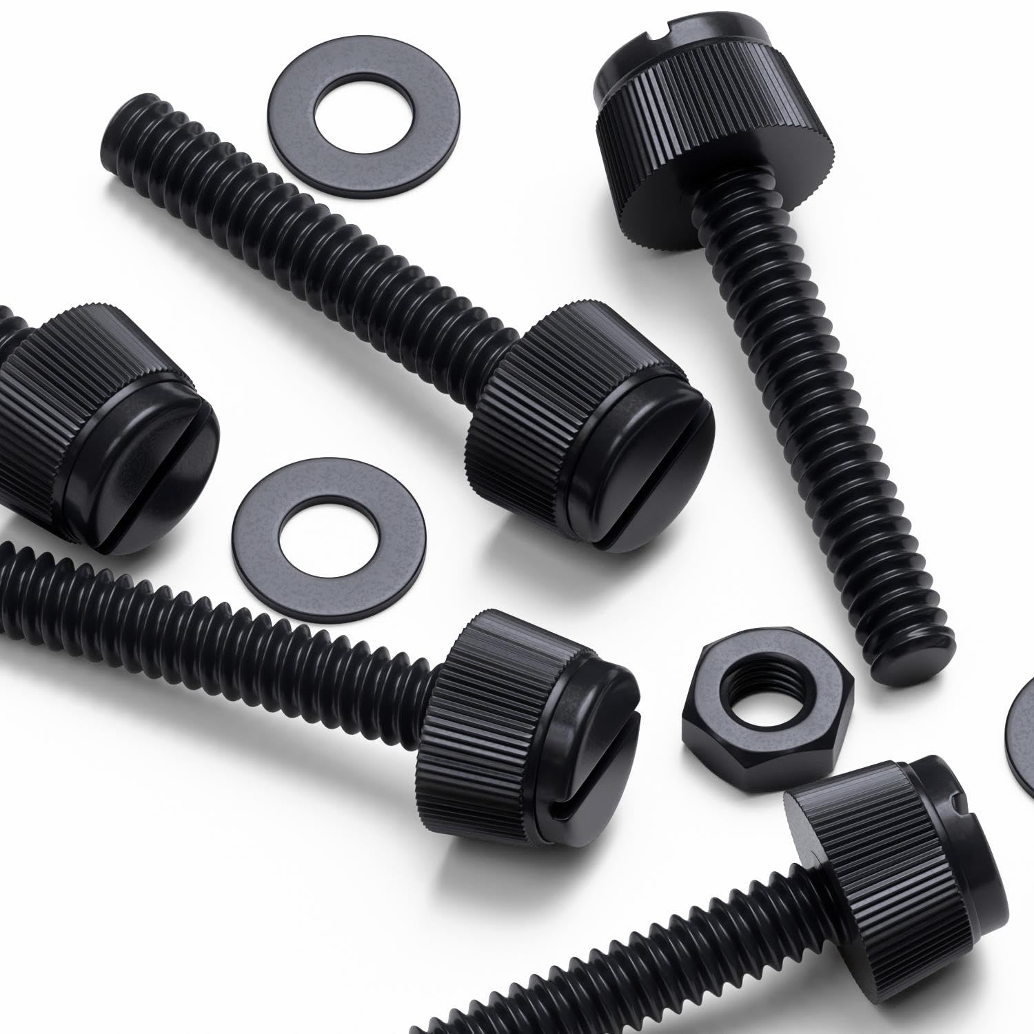 Vis moletées rainurées en nylon noir M3 x 20 mm avec boulons écrous et rondelles x50