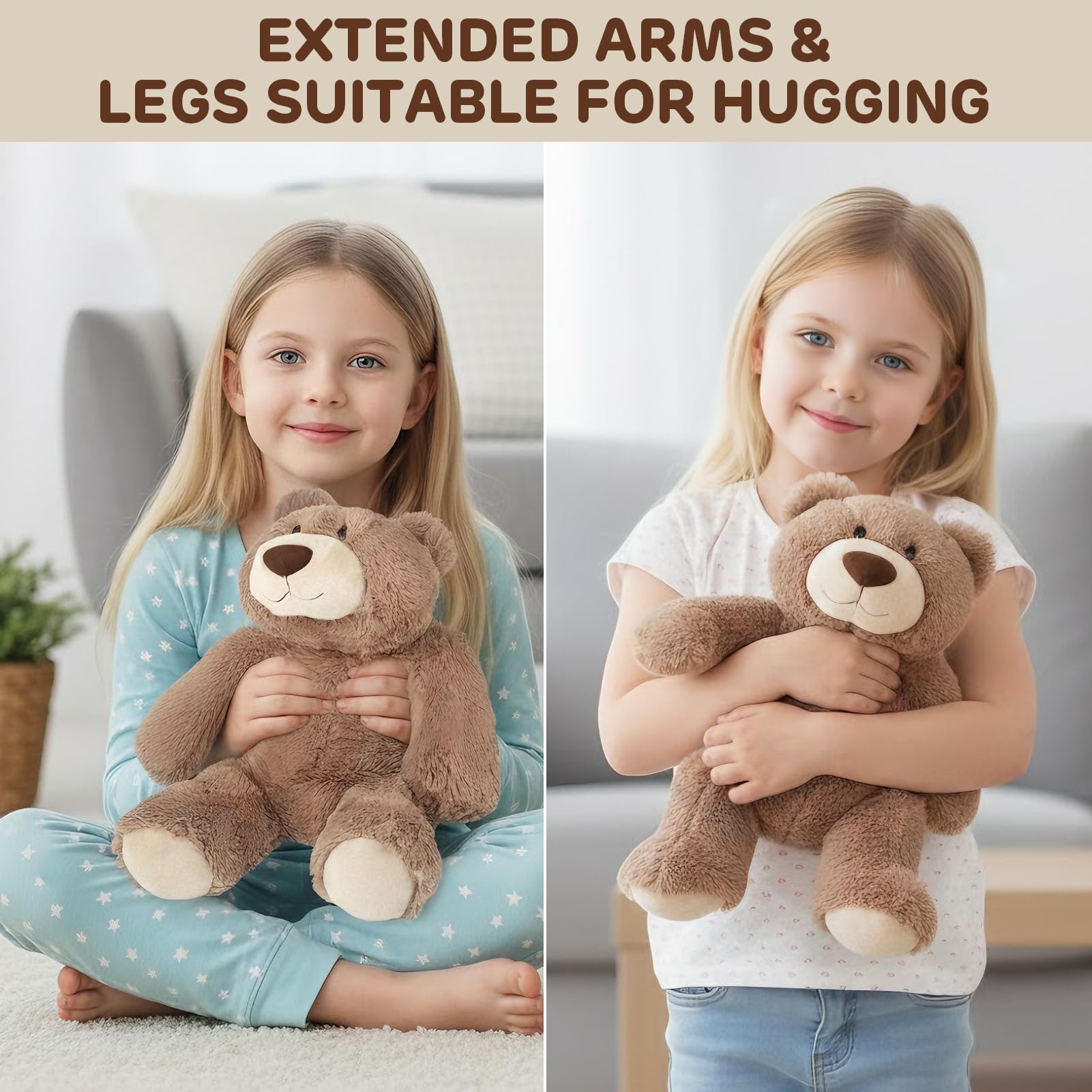 Joyreal 1.5 kg Orsetto Ponderato per I'ansia, Sollievo Dall'ansia per Gli Adulti, Orsetto in Peluche ponderato, Giocattoli Sensoriali per l'autismo, Animale di Peluche Ponderato 1.5 kg