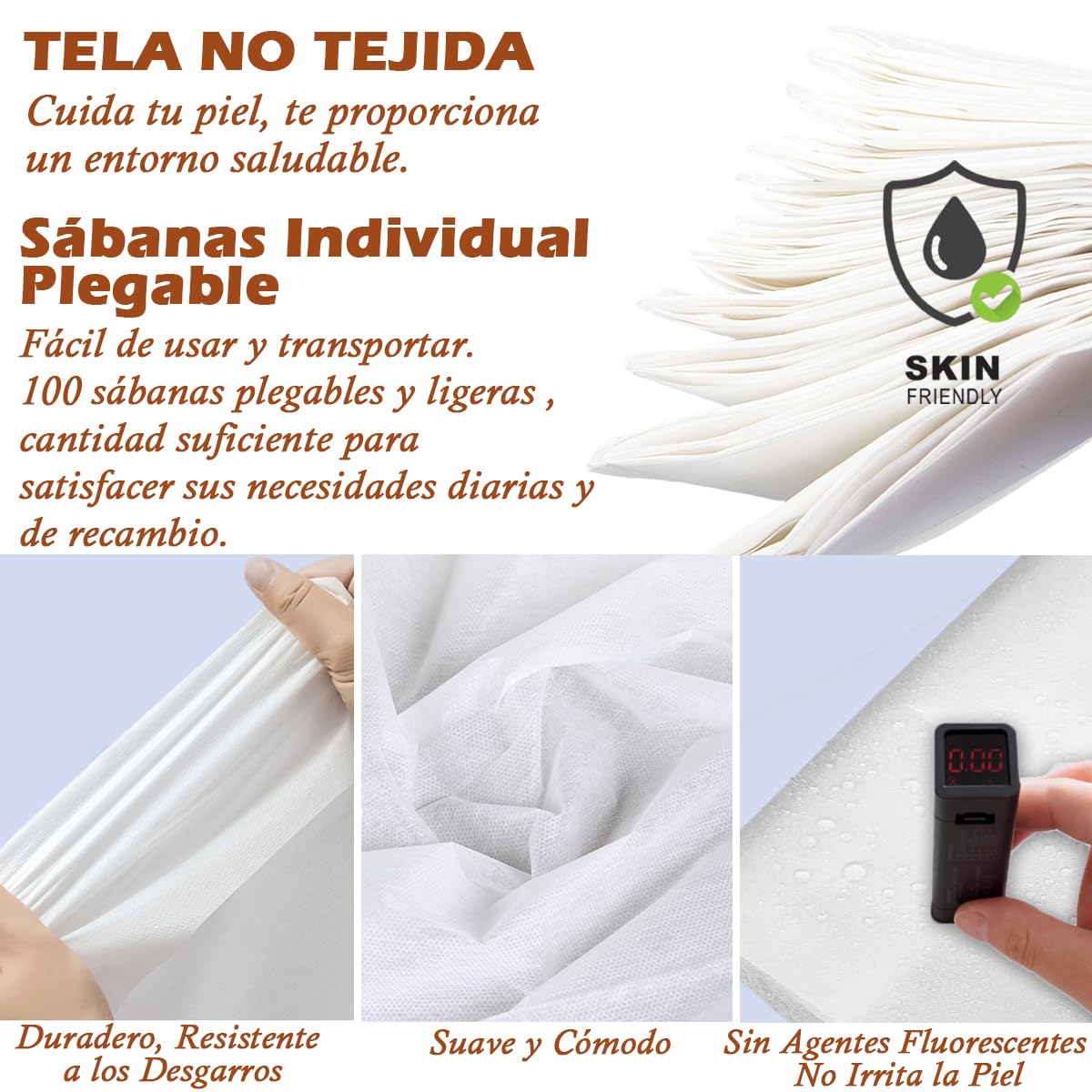 100 PCS Sabanas Desechables Camilla Masaje, 80x180cm Sábanas Desechables No Tejidas Transpirable TNT SMS Toallas Desechables para Masajes Belleza Salones Tatuaje SPA Clinicas Hospital, Blanco