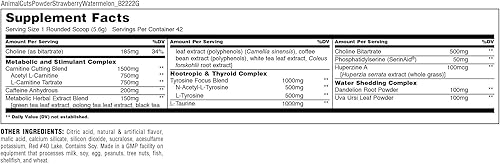 Miniatura 7 de Animal Advanced Cuts Powder  Suplemento para el control de peso  Quemador de grasa, potenciador metabólico con nootrópicos, tirosina, diurético