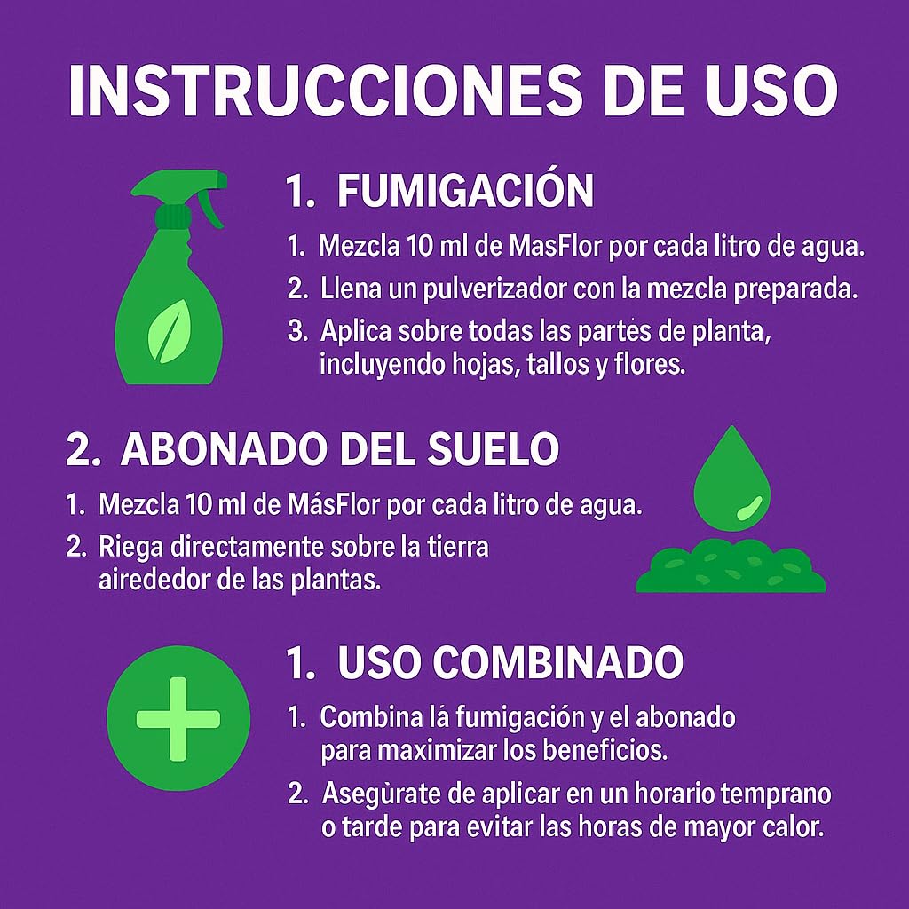 FERTIBONO MásFlor Fertilizante Líquido para Plantas con Flor – Potencia la Floración Natural – Con NPK, Molibdeno y Aminoácidos – Resultados Rápidos y Visibles – 100% Orgánico – 1L