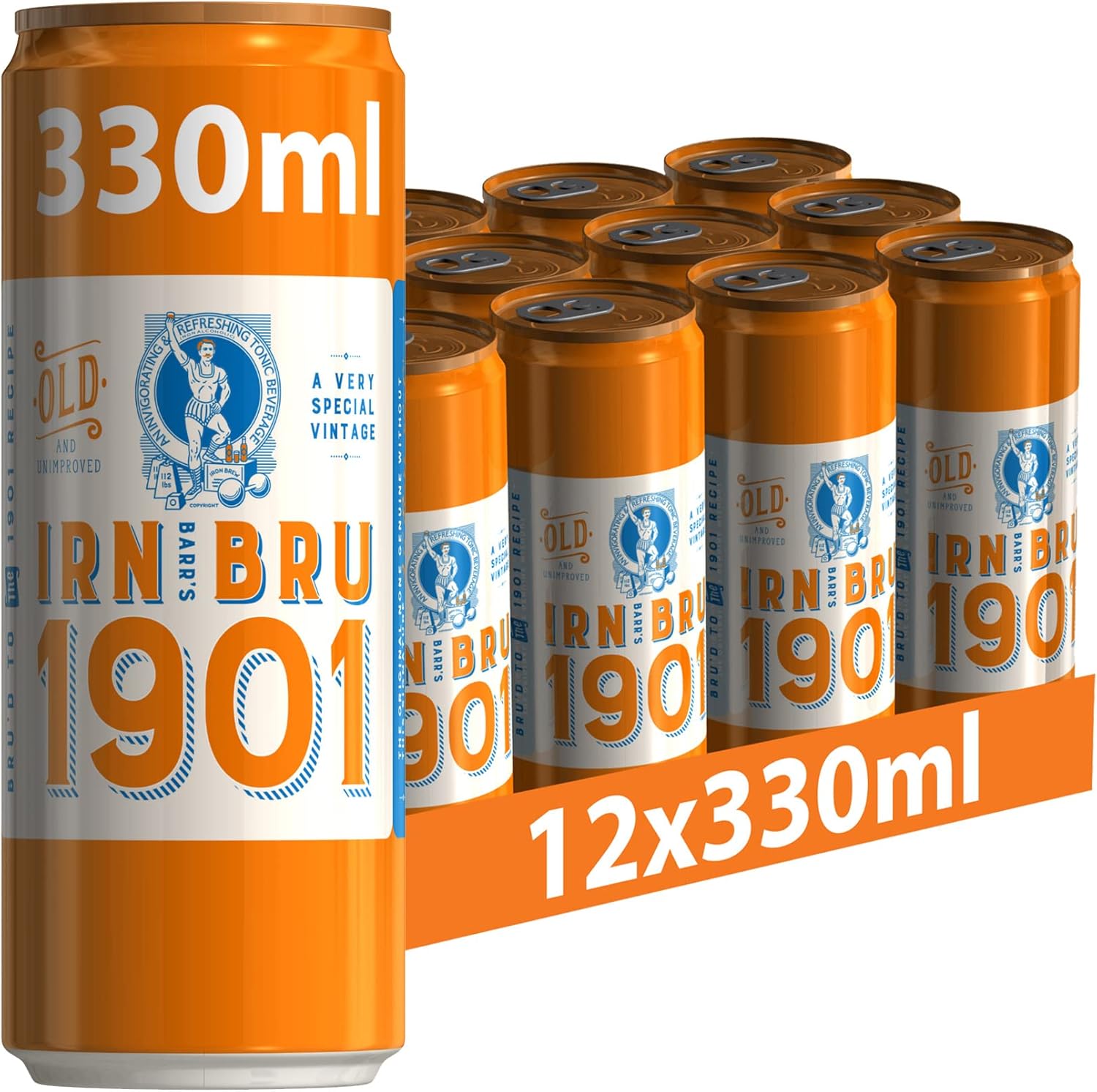 IRNBRU 1901, A Very Special Vintage, 12x330ml Cans, No Caffeine, Full