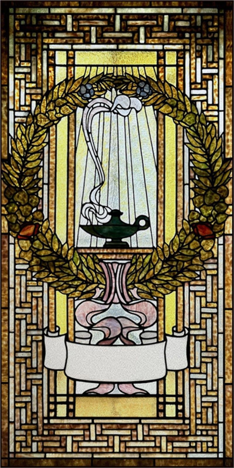 Stained Glass Window Film,Frosted Privacy, Static Cling,Vintage Colorful Stickers for Glass Windows(Color 6,40X80cm)