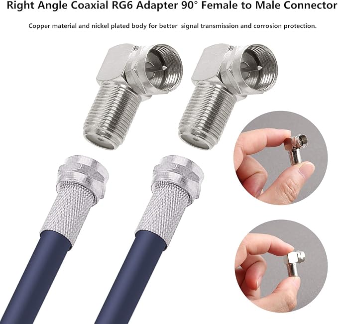 Adaptador RG6 F-Type Ángulo Recto 90° Hembra a Macho (5pcs) miniatura 3