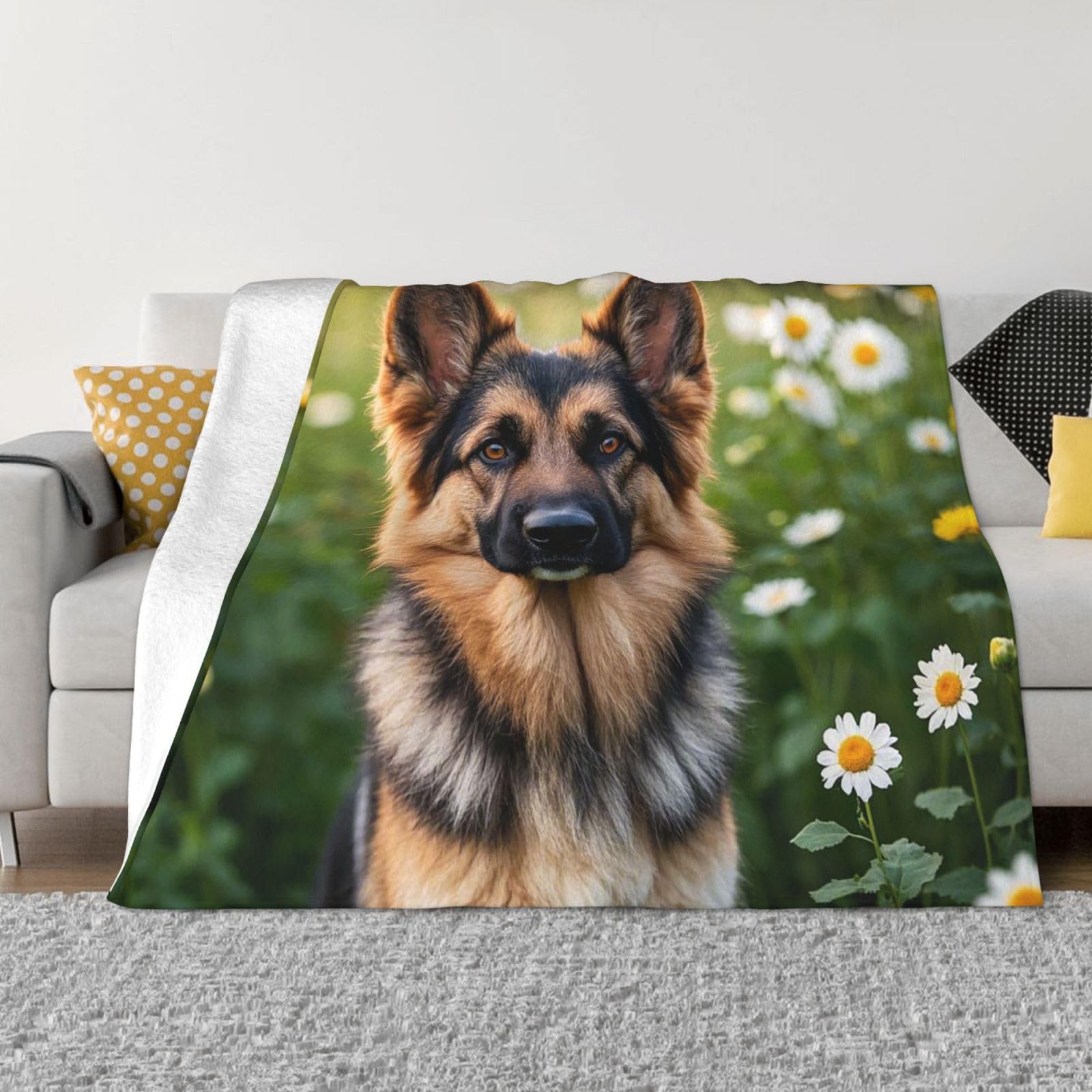 FodPand Cute Pet German Shepherd Dog Fleece Blanket 40"x30" Lightweight Warm Throw Blanket for Bed Couch Cozy Air Conditioning Quilt All Seasons Decorative Fuzzy Blankets Gifts for Women Men