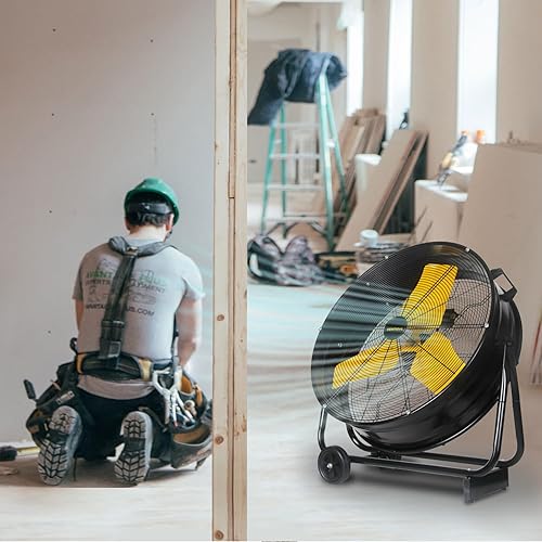 Miniatura 5 de VENTISOL Ventilador de tambor industrial de 24 pulgadas, ventilador de piso resistente de 8800 CFM, ventilador de metal de alta velocidad,