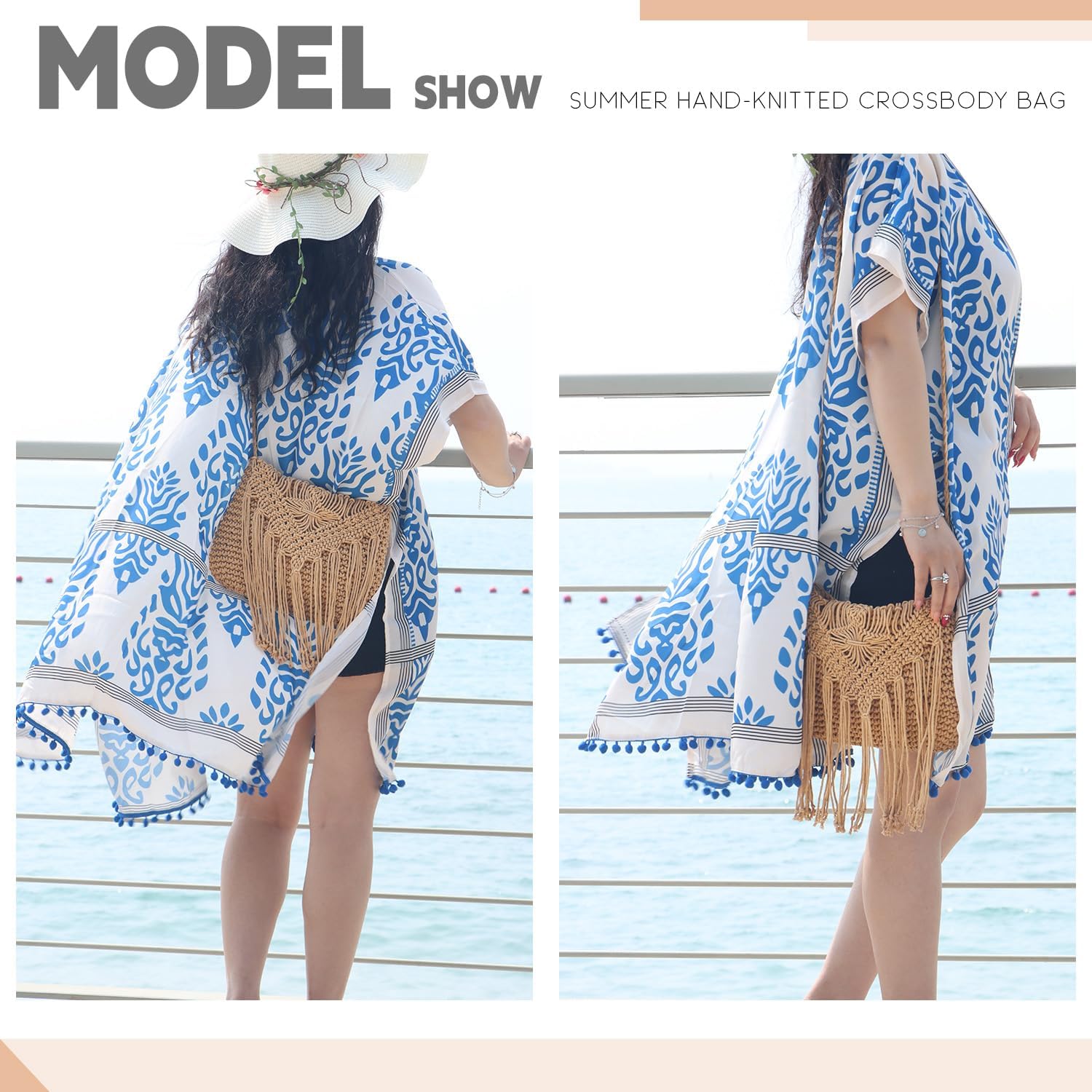 Crochet Tassel Shoulder Bag Handwoven Fringed Purse White Purse Summer Beach Bag Ethnic Boho Tassel Purse