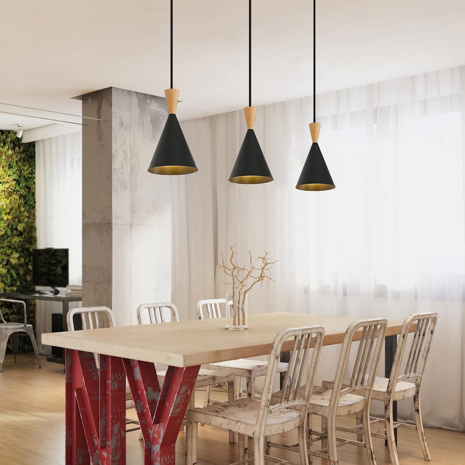 Modern plug in Pendant Light with cord, Adjustable chandelier hanging lamps that plug into wall outlet for Kitchen Island, Bedroom, Living room, Dining Room, Contemporary wall Décor