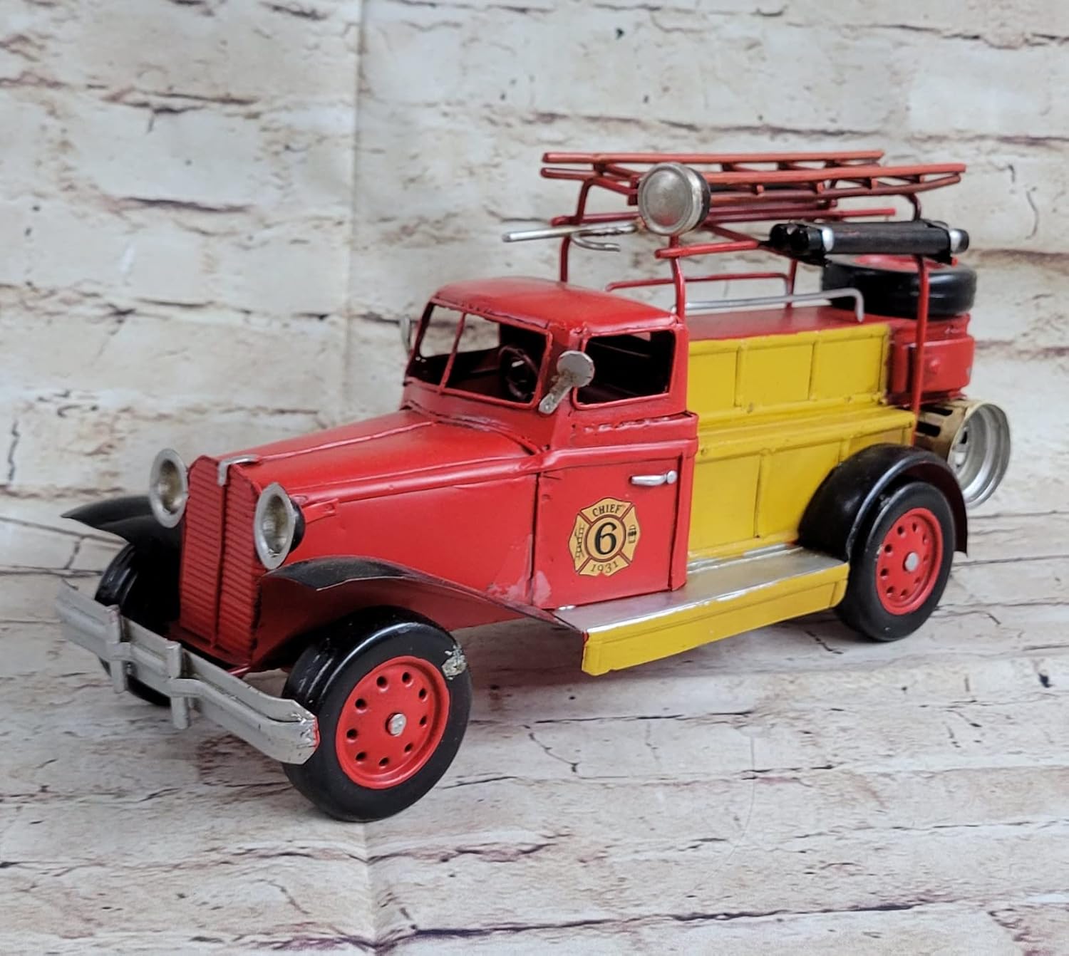 Chief Fire Truck Metal Crafts for Home/Pub/Cafe Decoration Or Gift Decor Artwork Gift Decor Handmade by Think Bronze