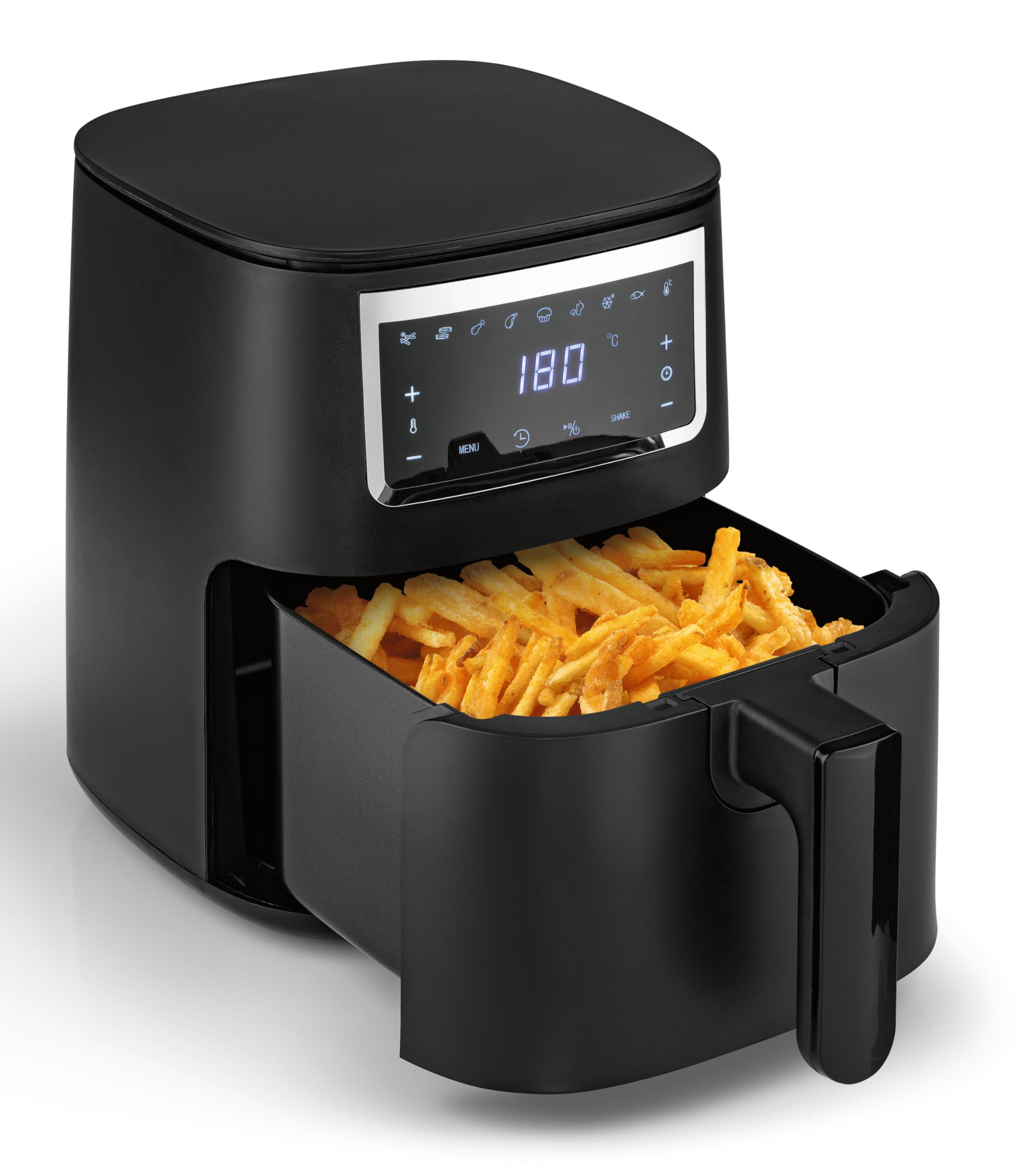 Heteluchtfriteuse 4,2 liter -Tijdschakelaar: 240 min - Aantal vooraf ingestelde programma's: 8 - Digitaal - Zwart