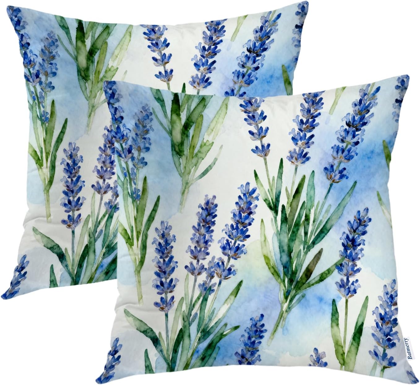 Batmerry Flower Decorative Pillow Covers 22x22 Inch Set of 2, Colorful Wildflower Flower in Watercolor Full Name of Cushion Throw Pillow Covers Outdoor Sofa Couch Bed Decor Pillowcase