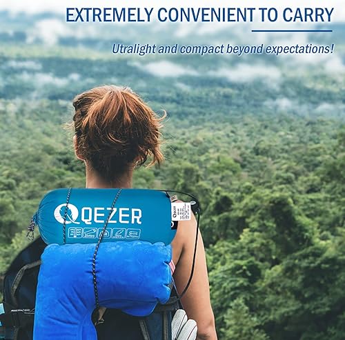 Miniatura 7 de QEZER Saco de dormir ultraligero para adultos de 44 a 62 grados F con potencia de llenado de 600 saco de dormir compacto de verano con saco de