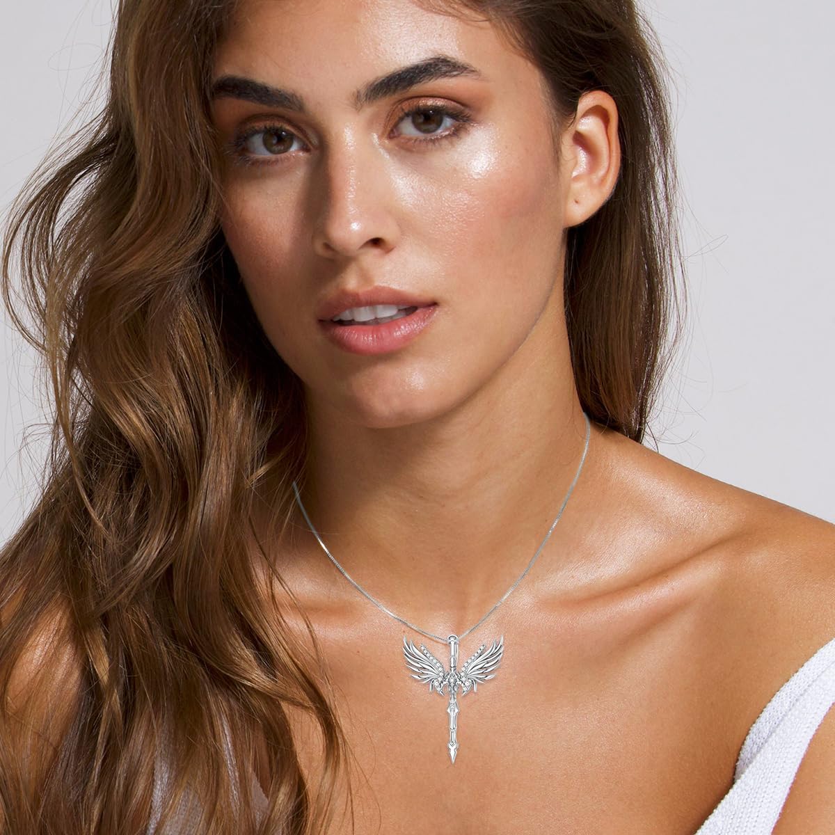 Diamond Sword Pendant Necklace for Women 925 Sterling Silver Lab Grown Diamond Jewelry Gifts 0.18 cttw D Color VVS Clarity - Image 5