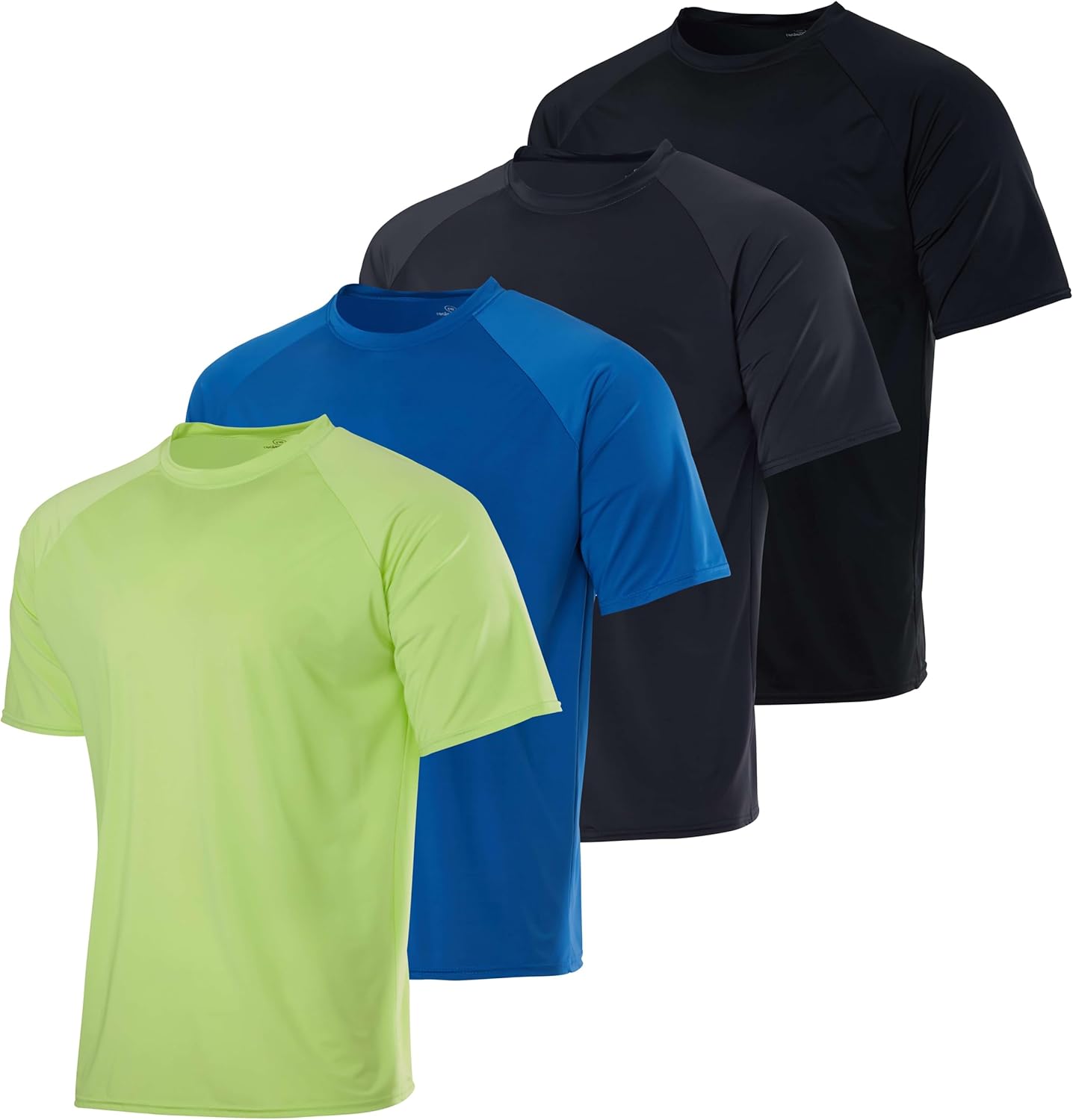 Real Essentials 4 Pack: Boys' Rash Guard Short Sleeve Swim Shirt UV Sun Protection Fishing & Swimwear Tops for Kids