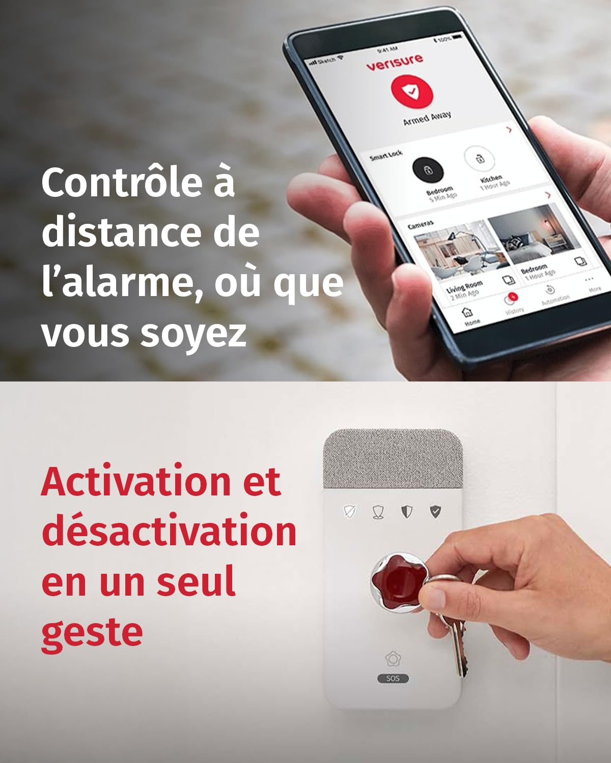 Verisure Alarme L Maison ou Appartement Connectée sans Fil – Système de Sécurité 10 Pièces avec Caméra HD Intérieure, Application Mobile, Sirène – Installation DIY Facile – Option Télésurveillance