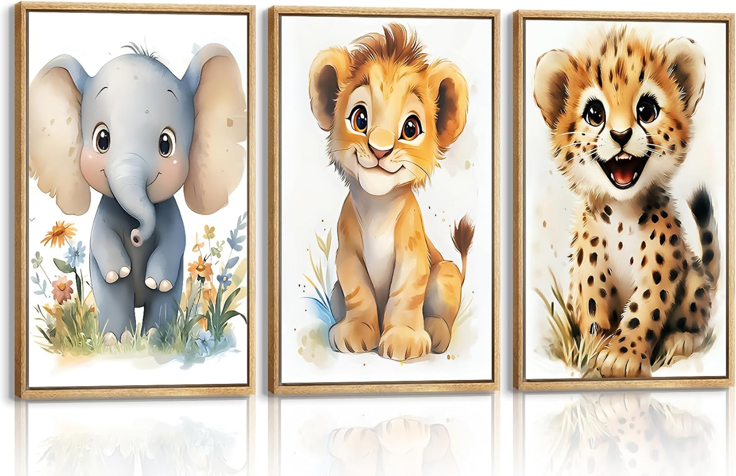 3Pcs Woodland Animal Nursery Canvas wall art Wild Animals Forest Paintings Pictures Wall Decor Fox Bear Deer Watercolor Poster Printing Artwork for Boys Room Girls Room Home Decoration 16x24 Unframed