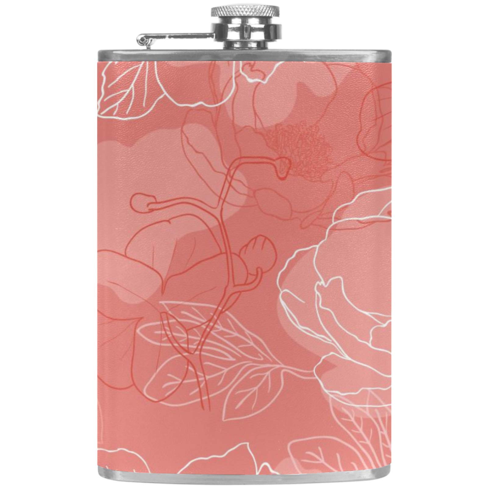 Flasque à whisky en cuir pivoine, fiole haut de gamme avec entonnoir