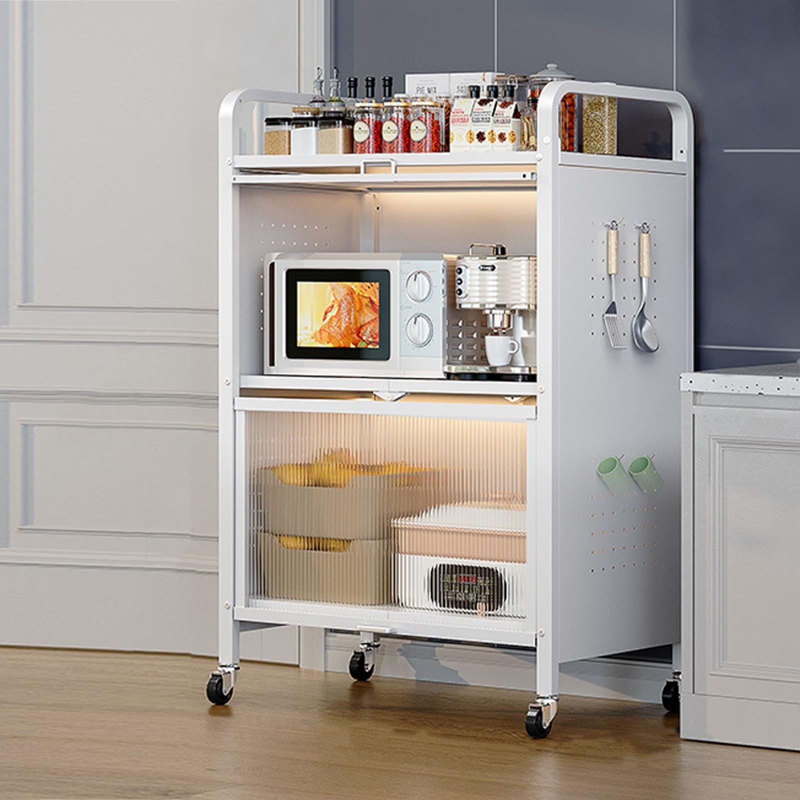 Étagères de cuisine pliables sans assemblage pour micro-ondes