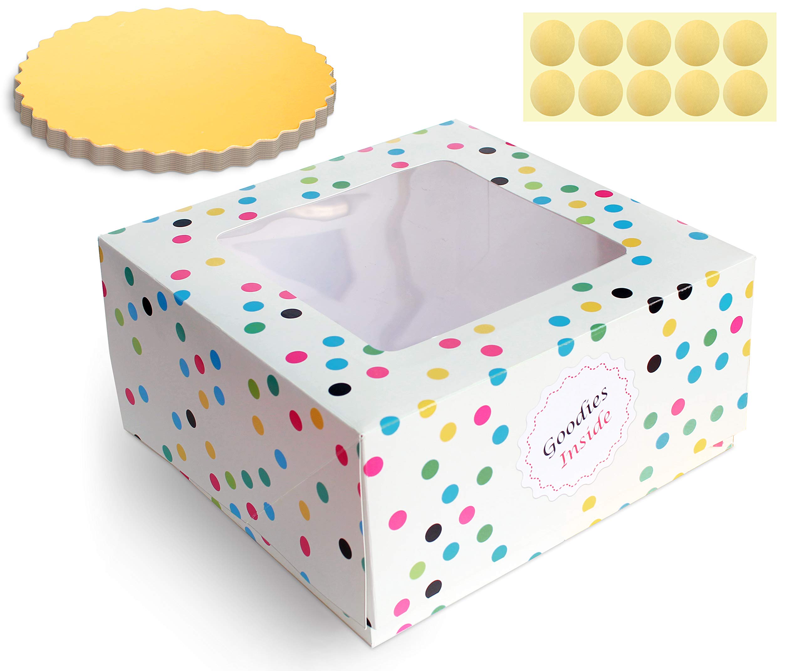 Buy AIKO [10 Pack] Dots Cake boxes 10" x 10" x 5" Cake Box with 10pc